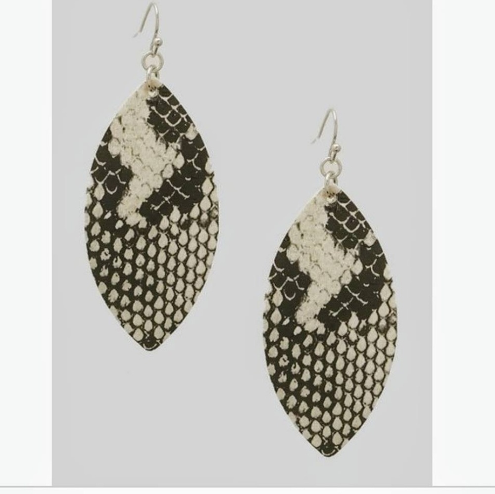 Snake Print Leather Dangle Earrings